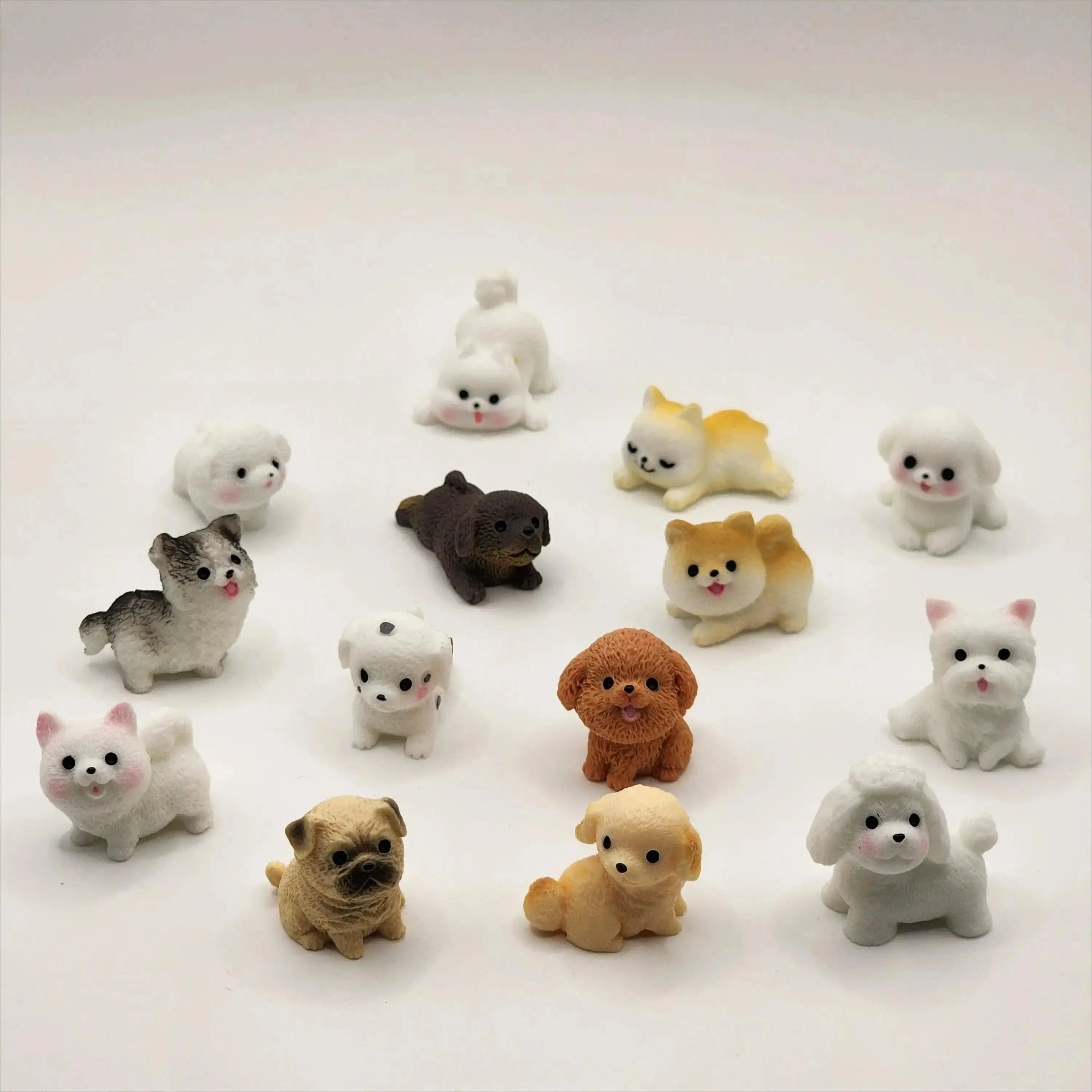 12-Pack Polyester Cute Puppy Mini Figurines - Assorted Dog Breed Miniatures, Decorative Desktop Display Ornaments, Collectible Dollhouse Statues, Hobby Collection Gifts (Figurines & Miniatures Category)