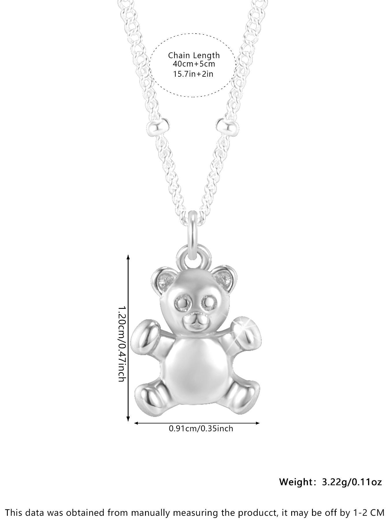 S925 Sterling Silver Cute Cartoon Bear Pendant Necklace, Fashion Jewelry for Party, Daily Clothing Decor, Trendy All-match & Exquisite Jewelry for Birthday Gift