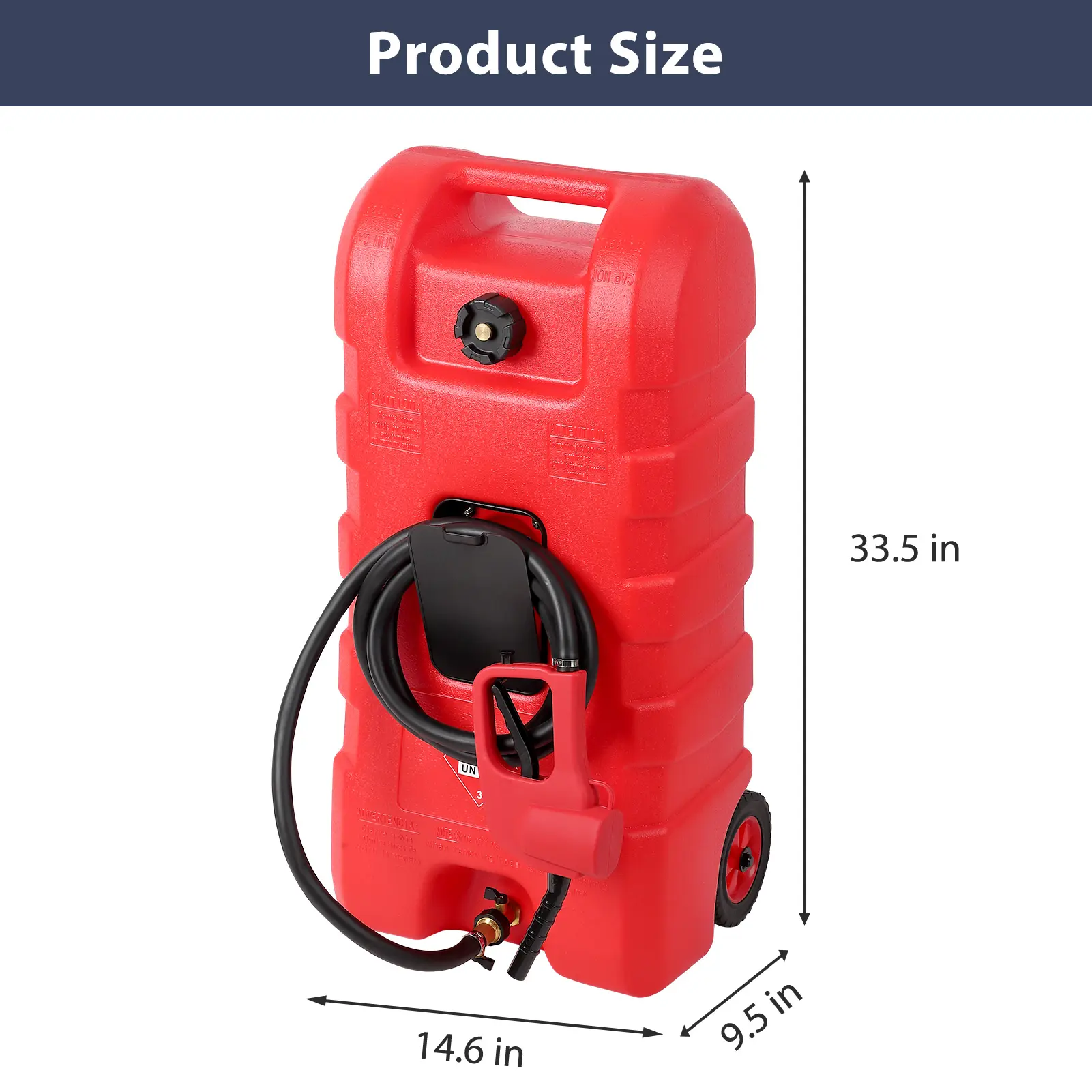 【Garvee】15 Gallon Marine Portable Tank with Pump,  Fuel Transfer Tank with 10FT Hose & Manual Siphon, Diesel Gasoline Storage Container with Wheels for Car, Boat, ATV, Lawn Mower, Red