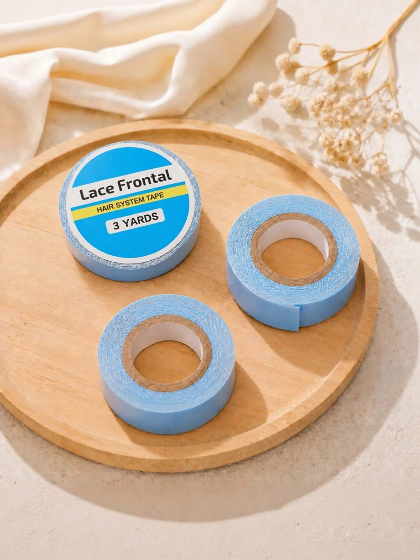 3 Pcs No-Shine Hair System Tape Roll 1/2" x 3 Yards, Hypoallergenic Double Sided Wig Tape for Lace Systems, Toupees, and Tape in Hair Extensions Human Hair, Maximum Wear Invisible Bonding Tape