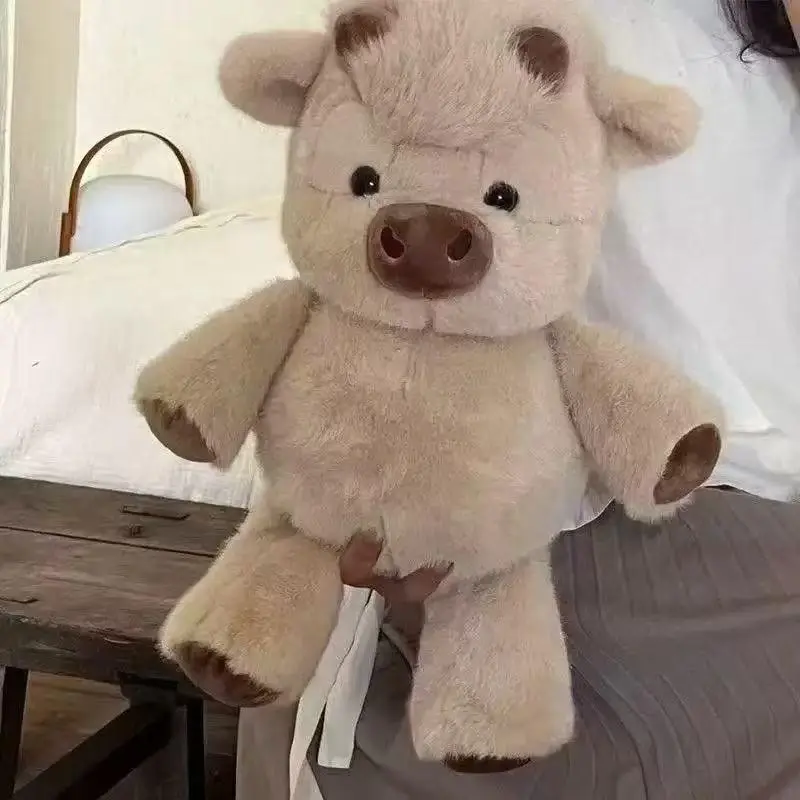 Kawaii Highland Cow Plushie - Ultra Soft Fluffy Running Stuffed Animal Pillow, Cute Cow Design Brown Cow Doll That Can Run, Perfect Gift for Birthday/Christmas, 45cm/60cm Size Options
