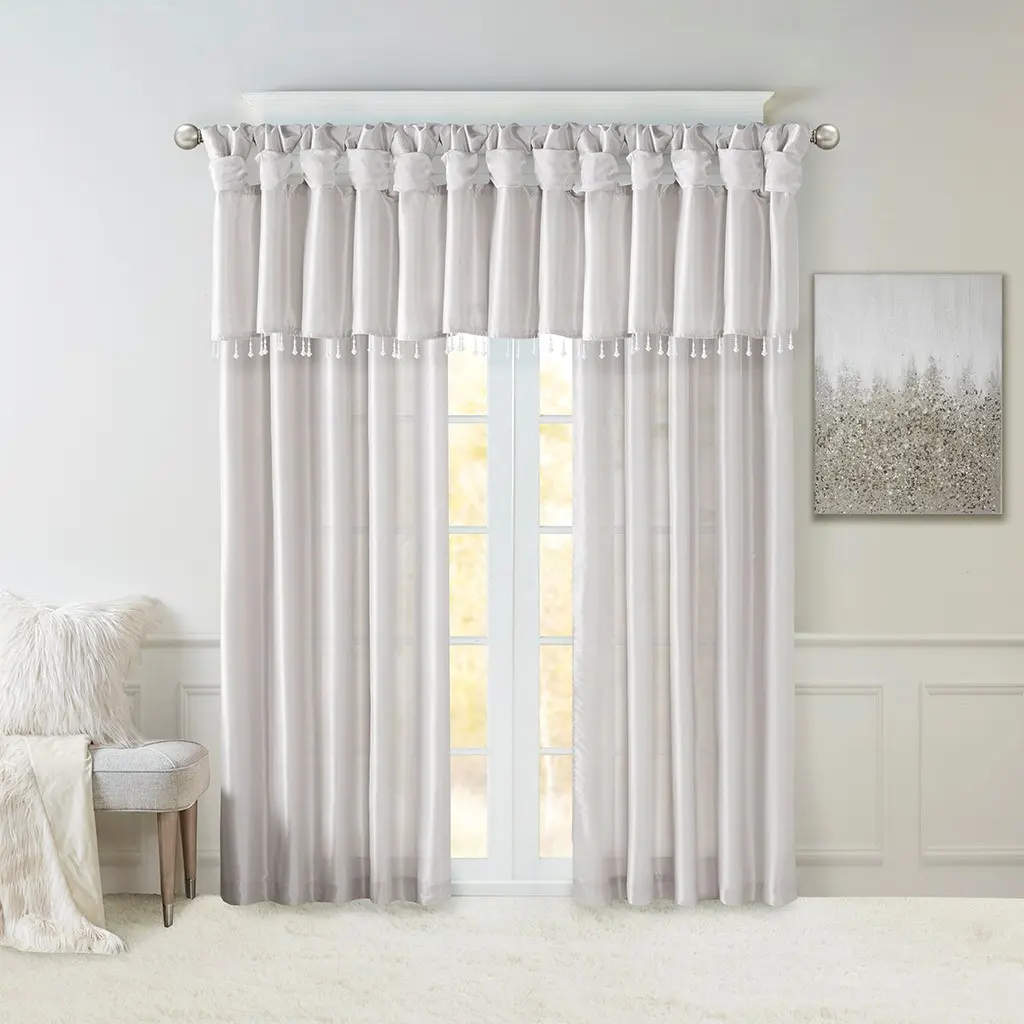 Nokaa Twist Tab Lined Window Curtain Panel - Silver 50x84 Inches, Light Blocking Privacy Drapes for Living Room Bedroom Office, Single Panel, Rod Pocket Back Tab Top, Machine Washable Polyester Blend, Oeko-Tex Certified