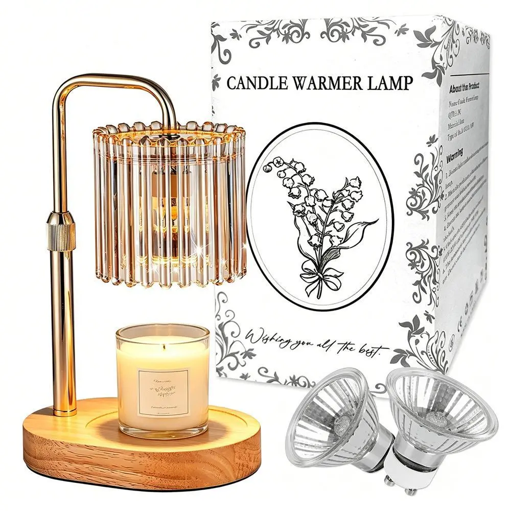 Gold Floral Adjustable Candle Warmer Lamp with Timer, No-Flame Home Accessories, Decoration Items for Interior Decoration Accessories & Room Decor