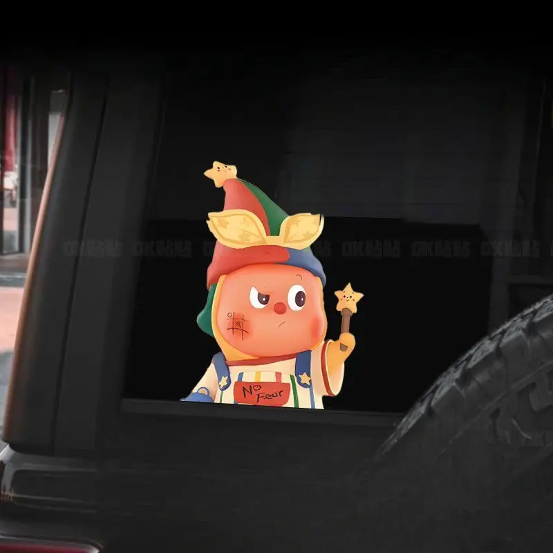 Cute Star Man Cartoon Suction Cup Sticker - 10x10cm Water Resistant Anti-Scratch Tool-Free Mountable Car Decal, Cute Car Stickers for Windows, Rear Window Decal, Motorcycle Exteriors