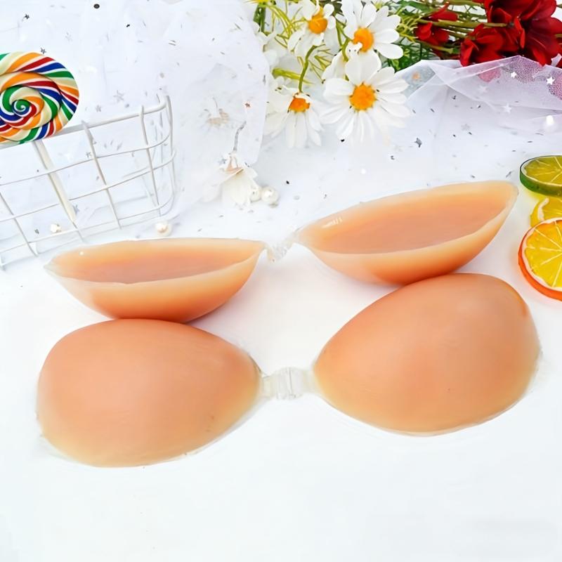 Set of Three Thick Silicone Bras Without Straps - Reusable Push-Up Adhesive Bras, Self-Adhesive Lingerie for Women, Providing Comfortable Support for Backless Outfits, Weddings, Parties, And Daily Use
