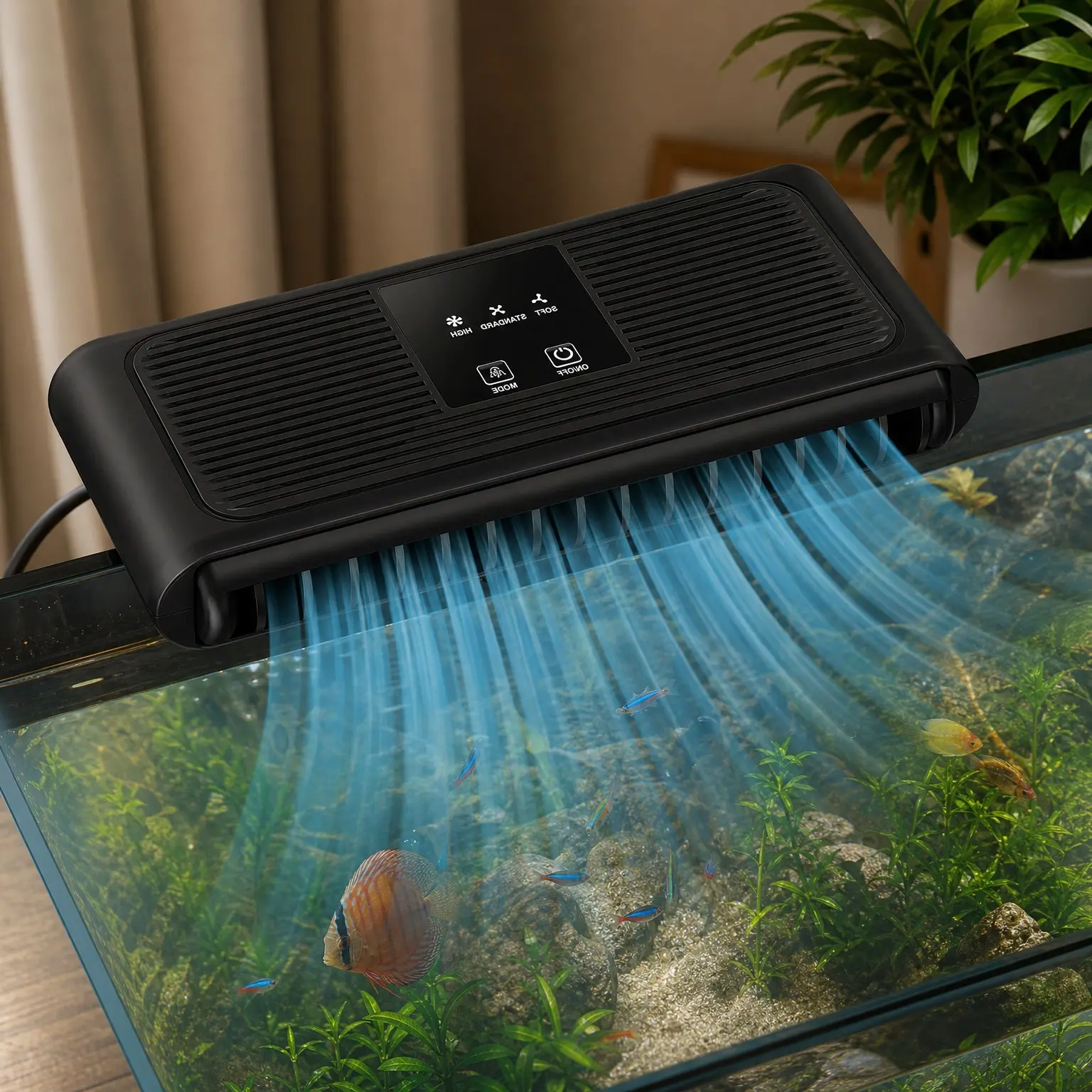Ultra-Quiet Aquarium Chiller Fan with 3 Speed Modes, Effective Cooling 3-7℉, Max Wind Speed 10ft/s for Freshwater & Saltwater Fish Tanks, Axolotl Tank AccessoriesGift