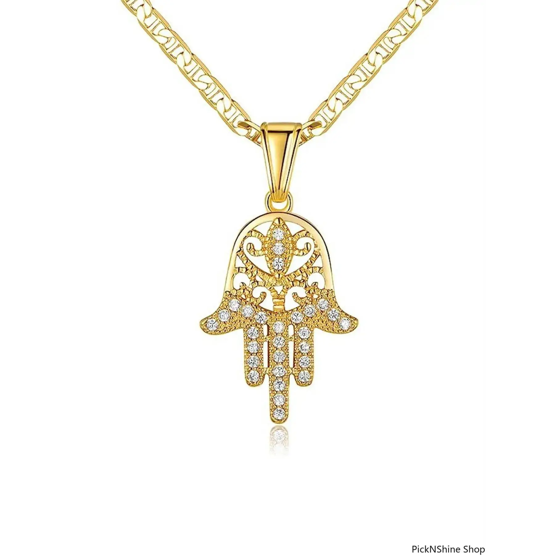 Elegant Hamsa Hand Necklace for Women, Gold Tone Pendant with Evil Eye Crystal, Meaningful Anniversary or Birthday Gift