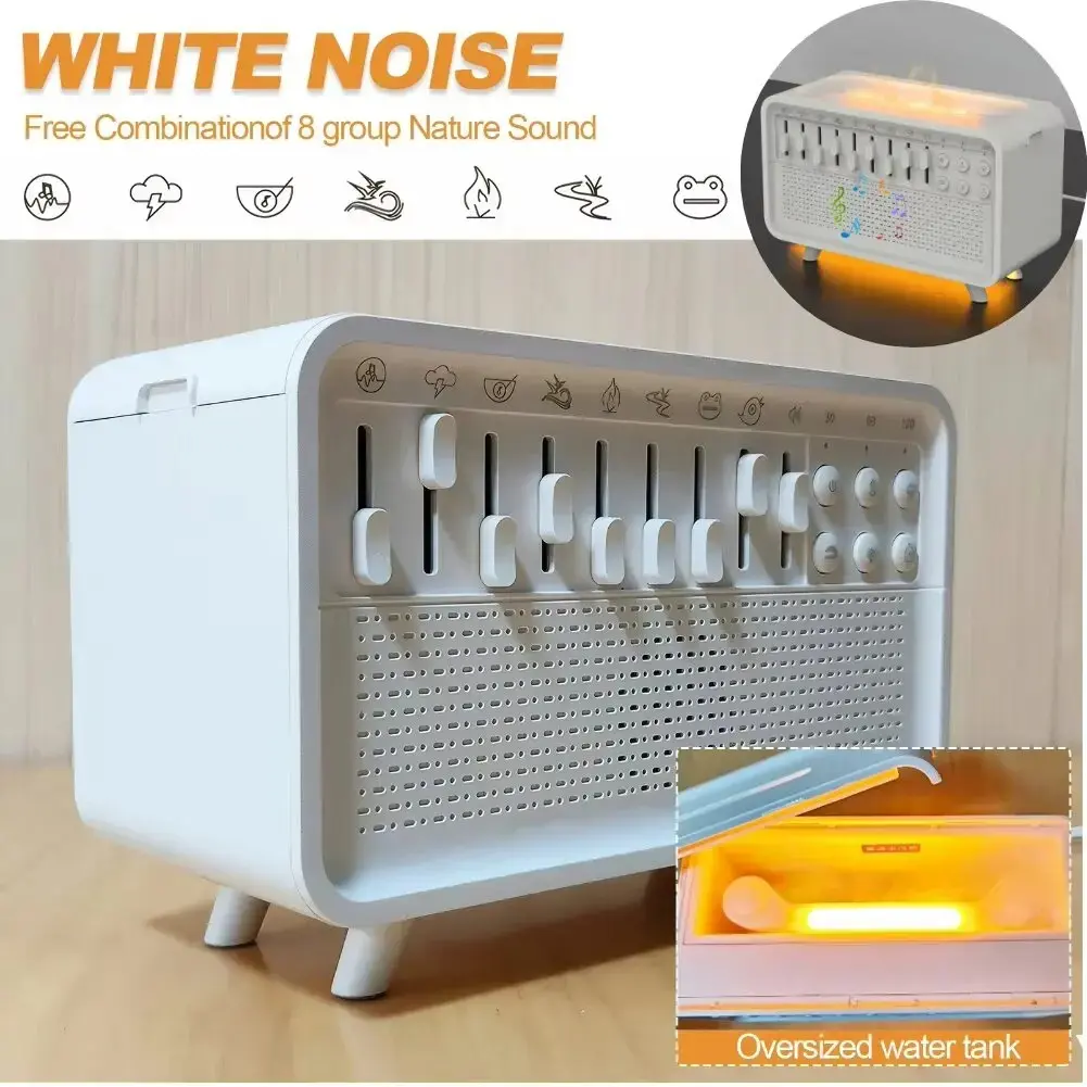 Smart Humidifier with Bluetooth-compatible Speaker, 8 Natural Sounds, Adjustable Night Light, USB Powered, Ideal for Home Office, Sleep Therapy