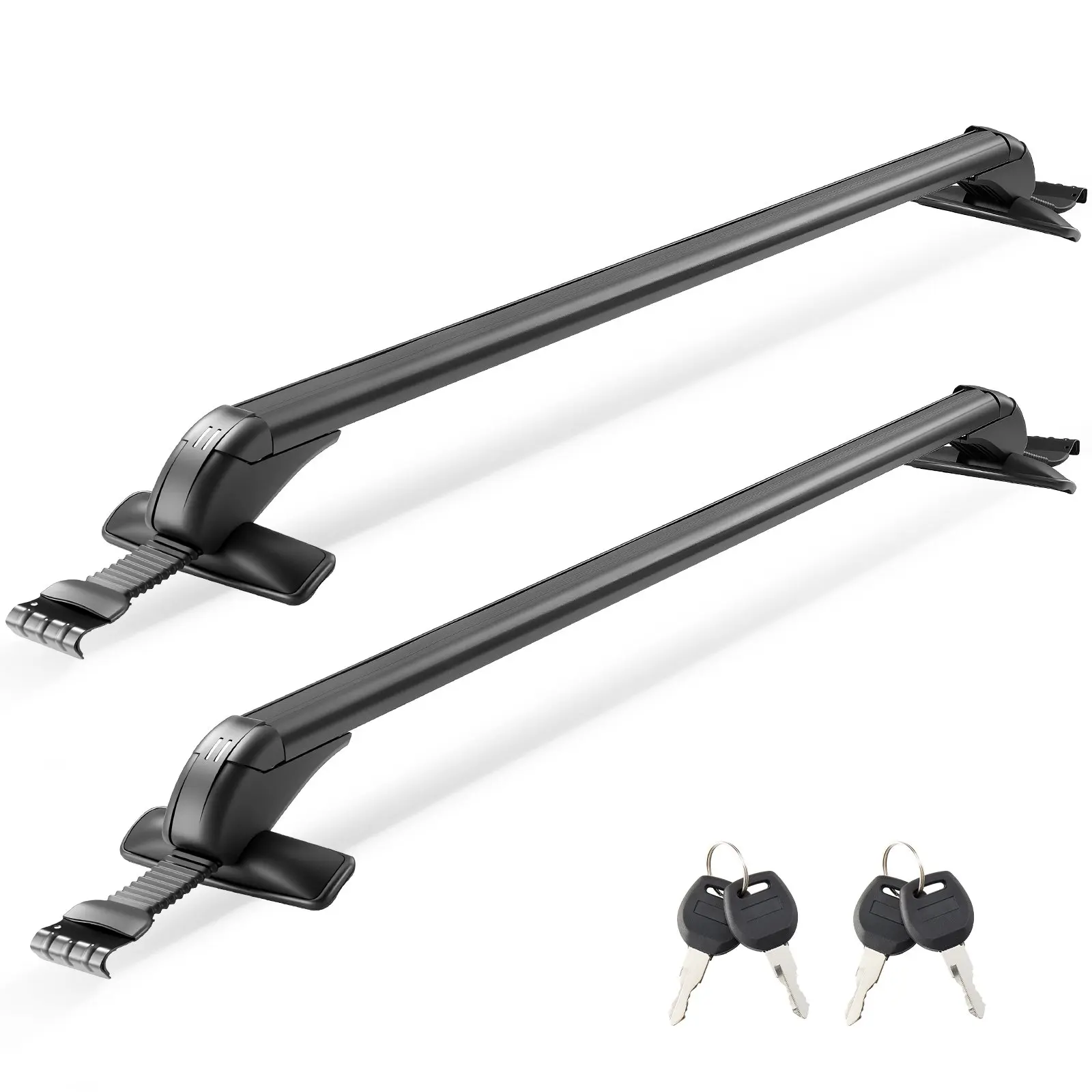 【Summerfinds】VEVOR Roof Rack Cross Bars, Universal Fit for Naked Roofs Without Raised Rails/Flush Rail/Black Moldings, 165 LBS Capacity, Lockable Heavy Duty Aluminum Crossbar Racks Roof Rail Rooftop Luggage Canoe