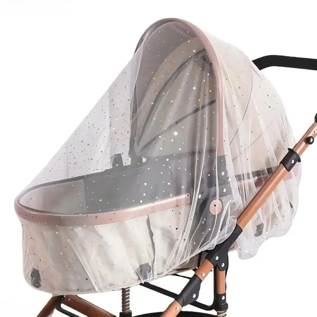 Full Coverage Baby Stroller Mosquito Net Cover, Breathable Encrypted Mesh Construction, Durable Polyester Fabric, Universal Fit for Most Strollers & Bassinets, Effective Insect Protection for Outdoor Walks, Ideal Summer Essential Baby Accessory