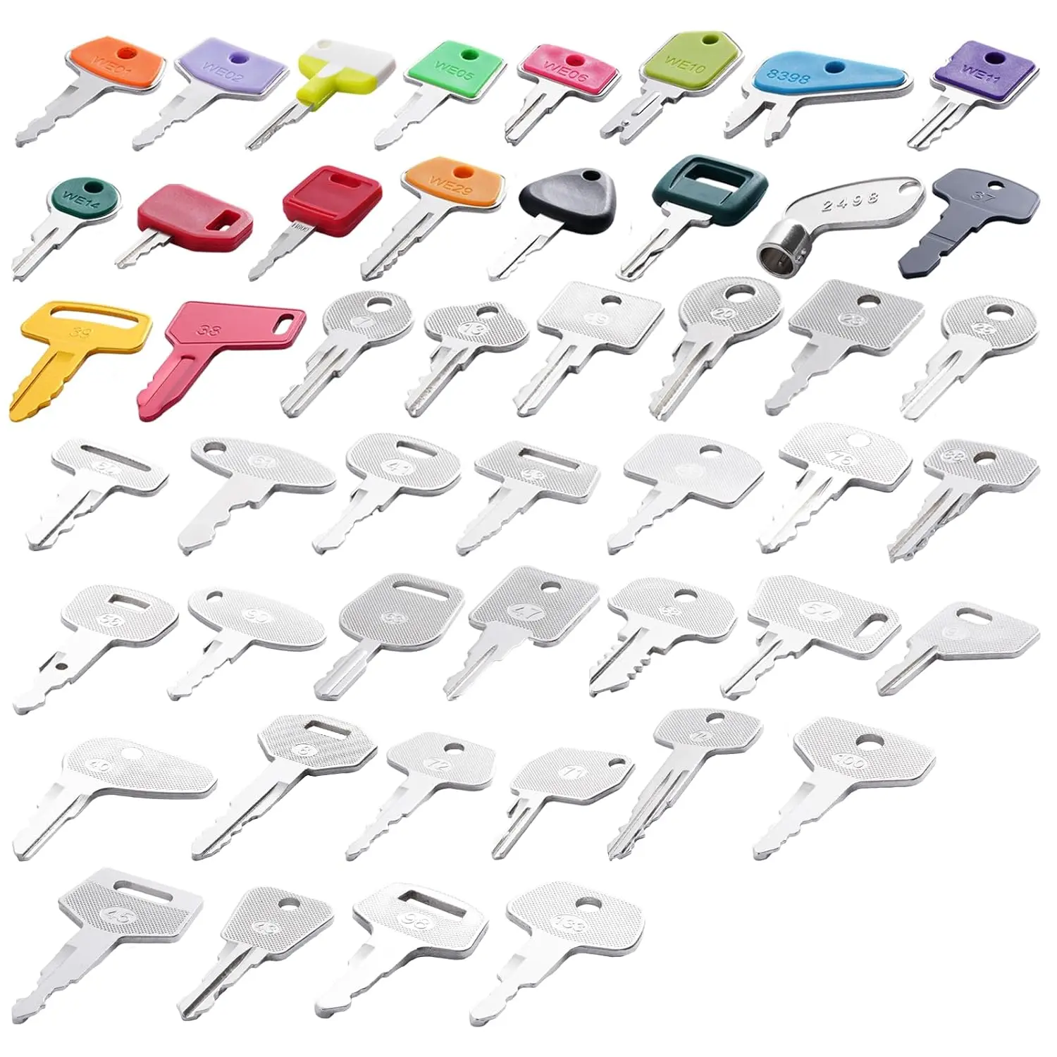 48PCS Equipment Key Set, Construction Equipment Multi Keys| for Equipment Manufactures Forlift Excavator Tractor Lodaer JD Case JCB Kobelco and More Construction Keys