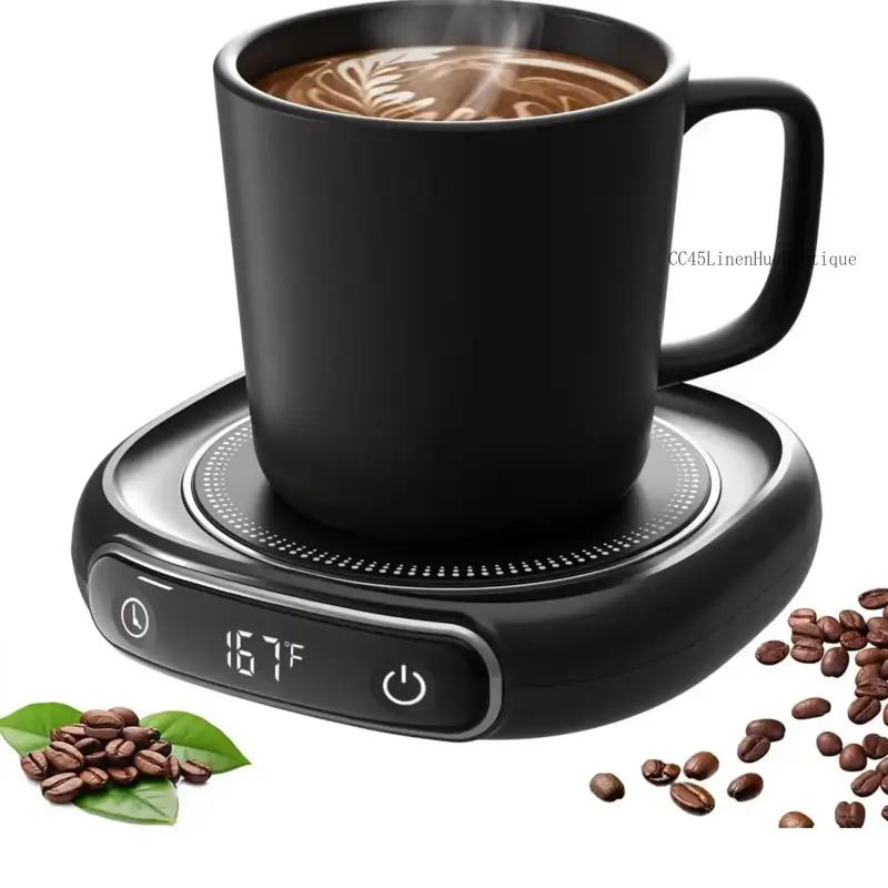 Mug Warmer with Auto Shut Off 3 Temp Settings for Desk Home & Office Beverage Milk Tea Hot Chocolate Warmer Plate Portable DesignCC45LinenHueBoutique