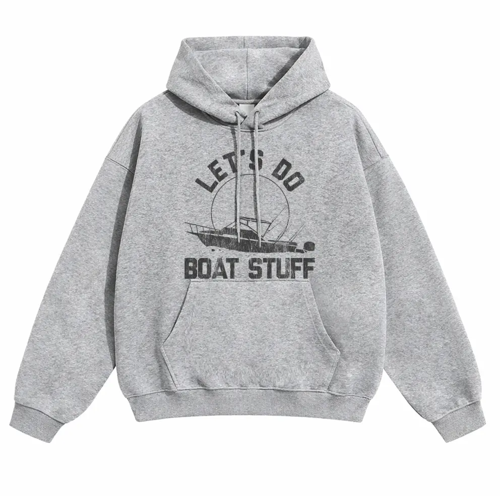 Washed Vintage Hoodie | "LET'S DO BOAT STUFF" Graphic | Oversized Sweatshirt for Men/Women | Funny Fishing & Ocean Lover Gift