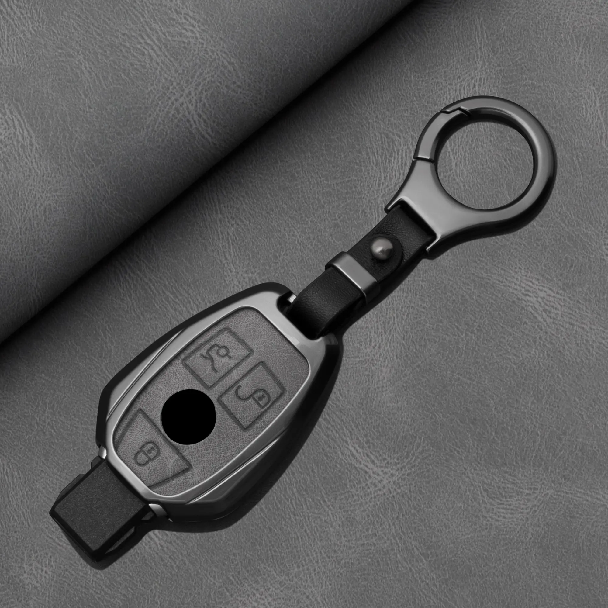 Alloy Key Case with Keychain for Mercedes-Benz Models, Durable Design, Perfect Fit for Various Cars, Essential Accessory