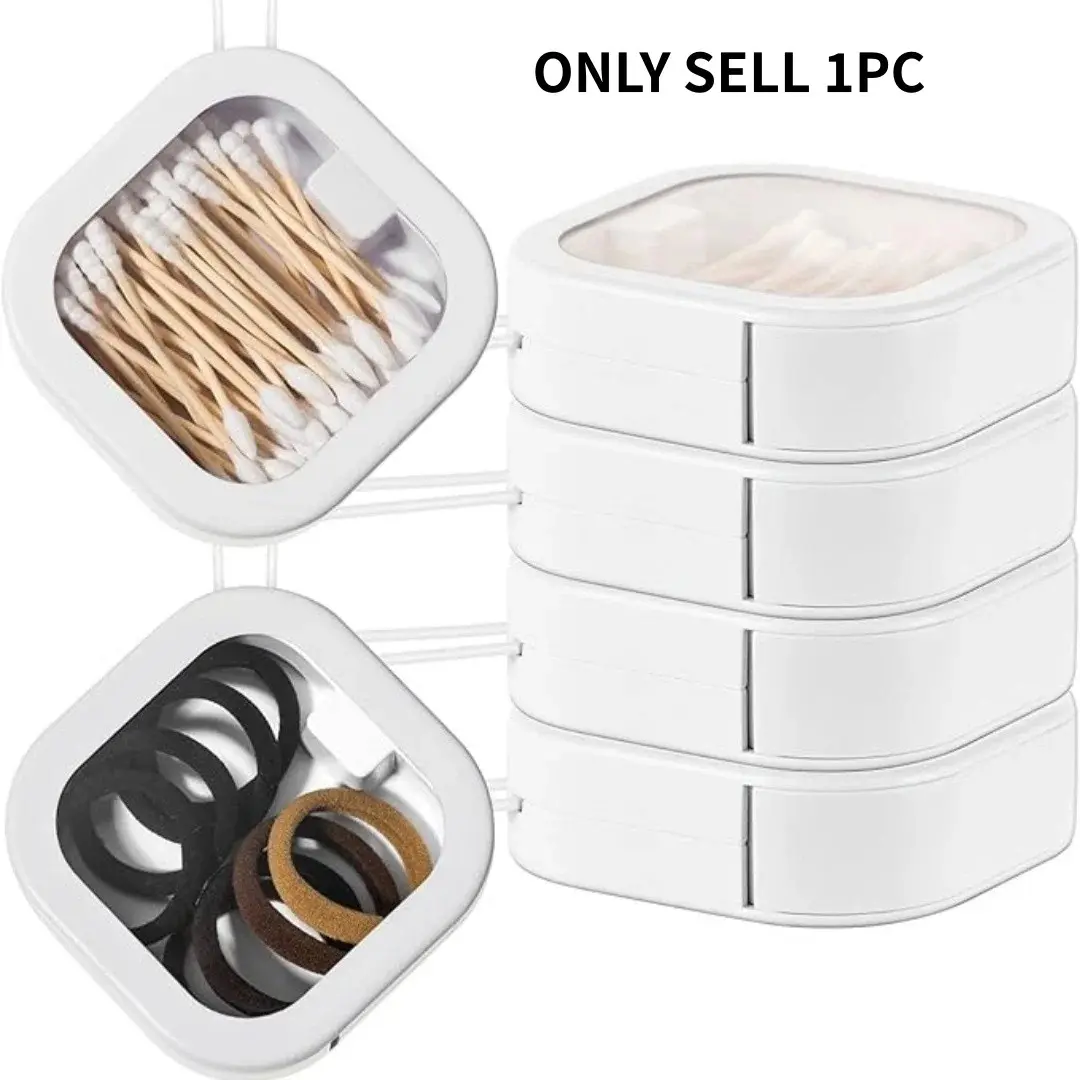Portable Transparent Storage Box, Portable Jewelry Box with Hanging Rope, Travel Earring Headband Cotton Swab Storage Box, Earplug, Button, Data Cable Small Accessory Storage, Carry with You on Commuting Trips