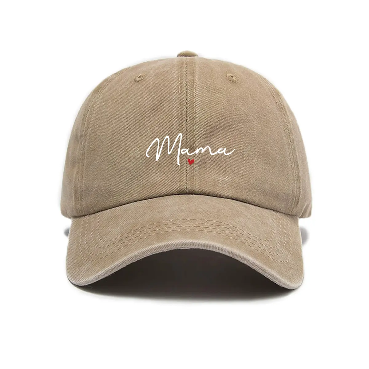 Women's Vintage Washed "Mama" Heart Cotton Trucker Baseball Cap - Adjustable Clothes Accessory for Casual Streetwear, Mom Gift, One-Size Fit