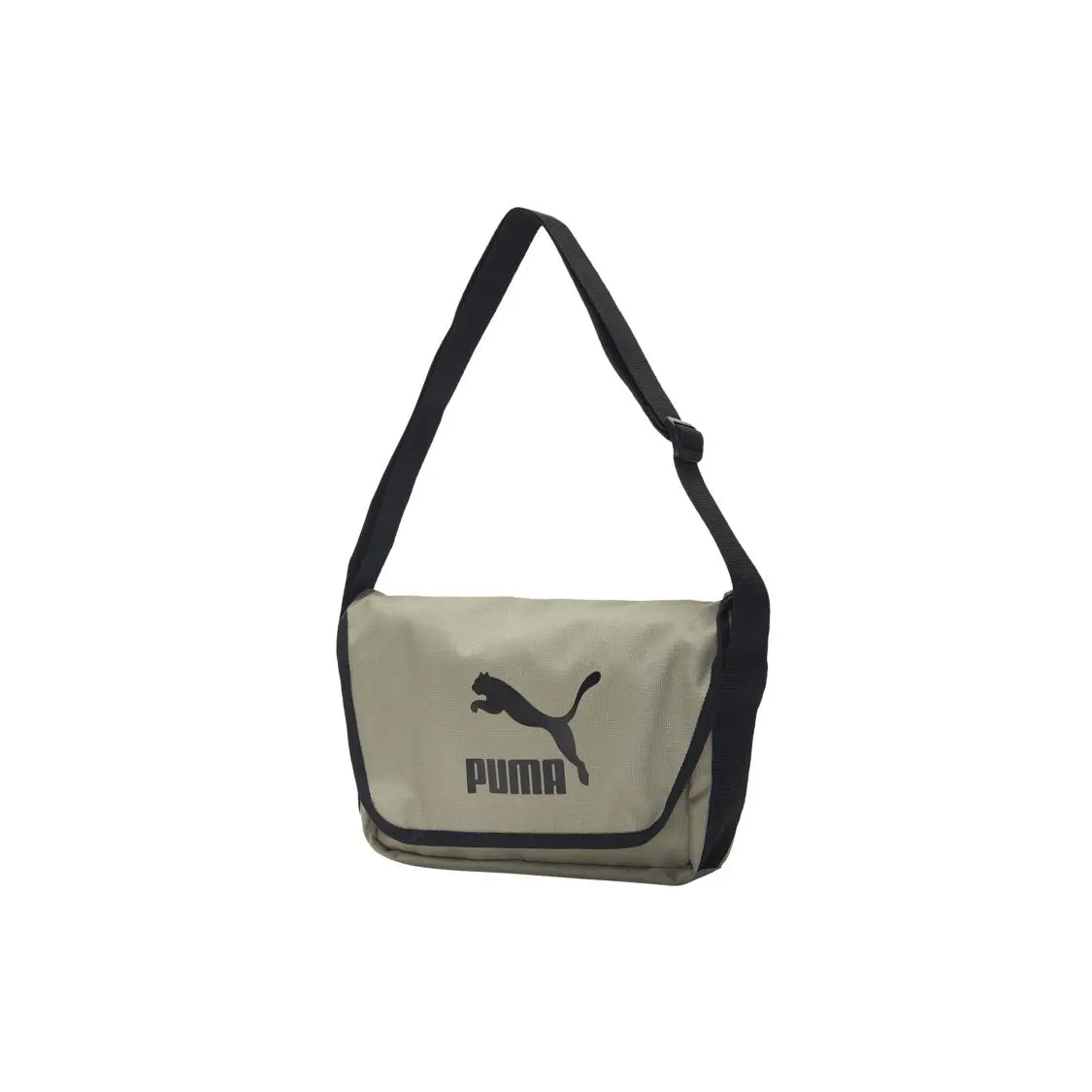 PUMA Minimalist Logo Flap Messenger Bag for Men and Women – Fabric Crossbody Satchel in Gray