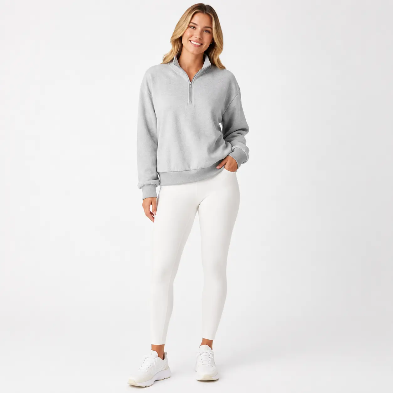 Women’s Quarter Zip Pullover Sweatshirt, Long Sleeve Stand Collar Half Zip Athletic Tops, Oversized Casual Workout Hoodie for Yoga, Running and Everyday Wear