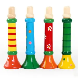 1Pc Wooden Trumpet Toy Horn Whistle Musical Instrument for gifts Toys Sound Training Games