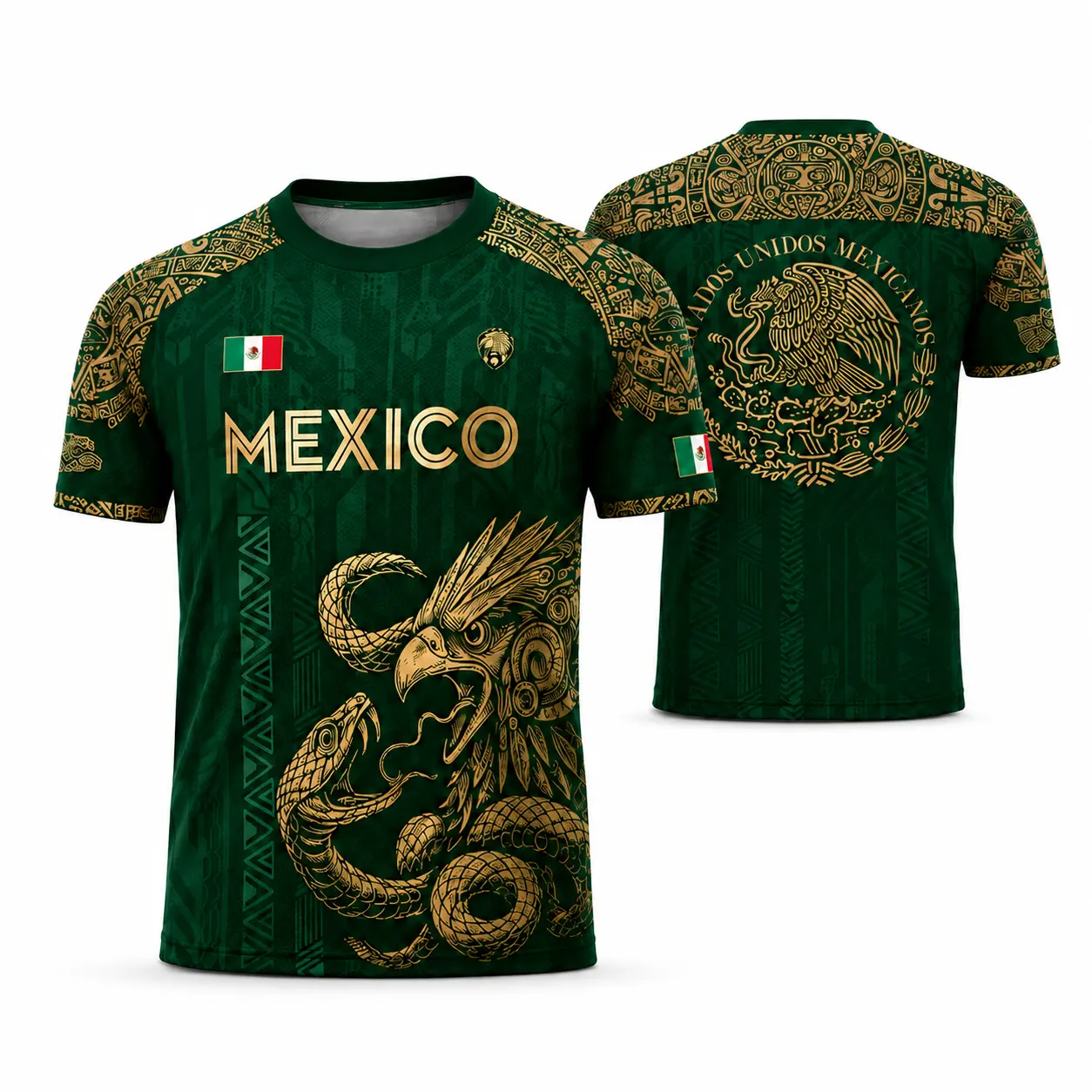 Unisex Mexico Jersey - Bold Eagle Print, Lightweight Polyester Crew Neck Graphic Top, Easy Fit, Summer Party & Daily Casual Sportswear