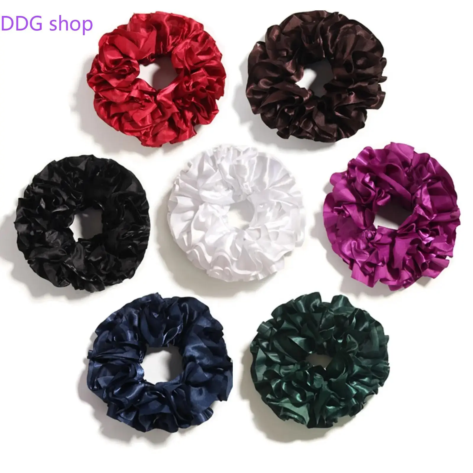 Women's Pleated Polyester Satin Scrunchie - Hair Accessories for Outdoor Sports, Daily, Everyday Use, 1-Size Sports Hair Accessory, One Size
