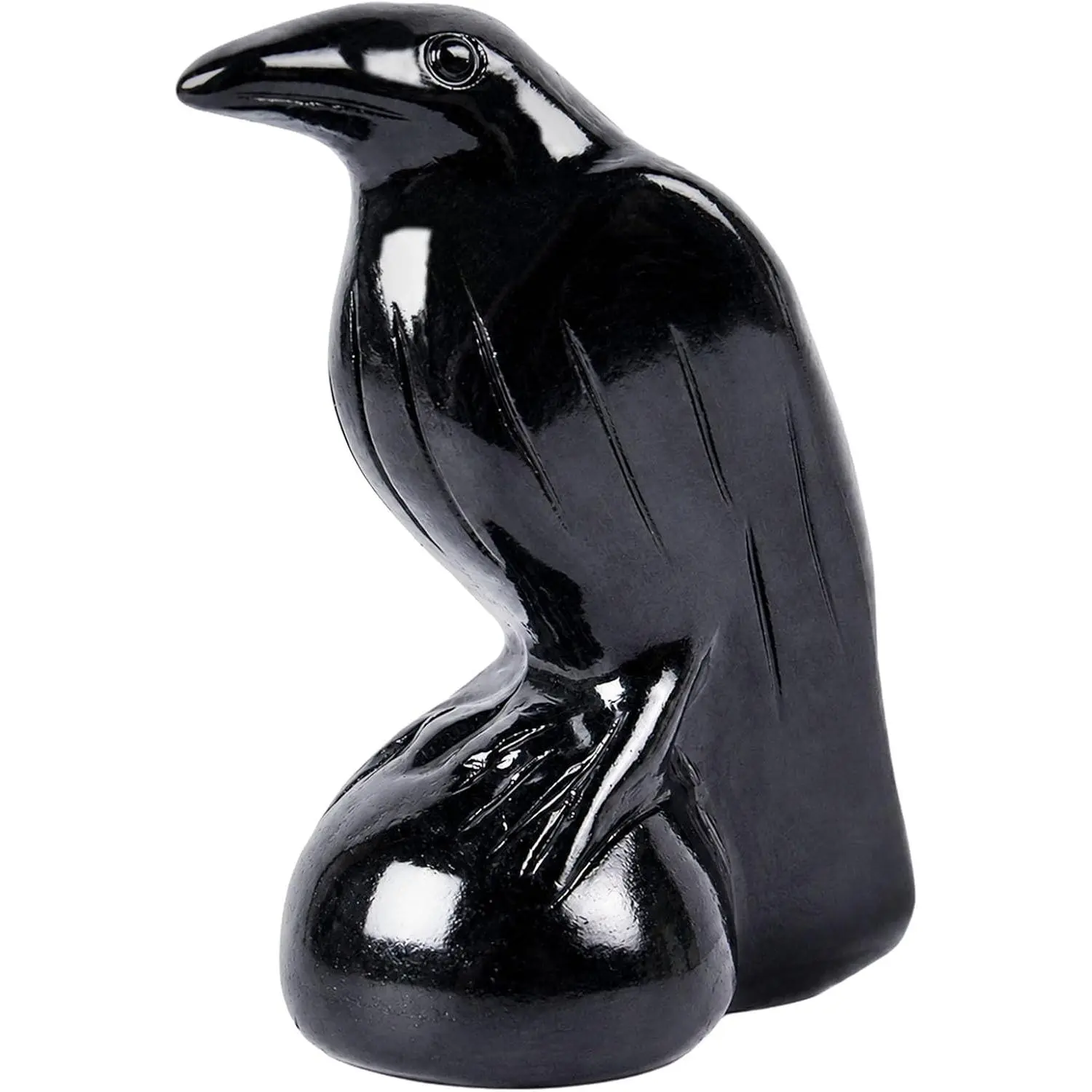 Black Obsidian Crow Statue, Gothic Raven Decor Hekate Figurine | 2 Inch Hand Carved   Raven,  Office Desk Decor, Reiki   Sculpture  for