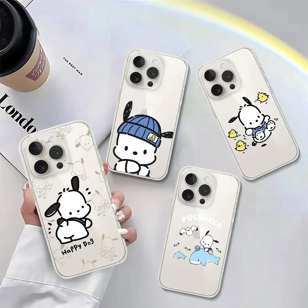 Hyperrealism Glam Pochacco Dog Phone Case for Multi-Model iPhone (17 ProMax,16,15,14,13,12,11,Mini,Pro) - Anti-Drop,Transparent,Shockproof Soft Silicone TPU Soft Shell Mobile Phone Accessory, Art, Cute