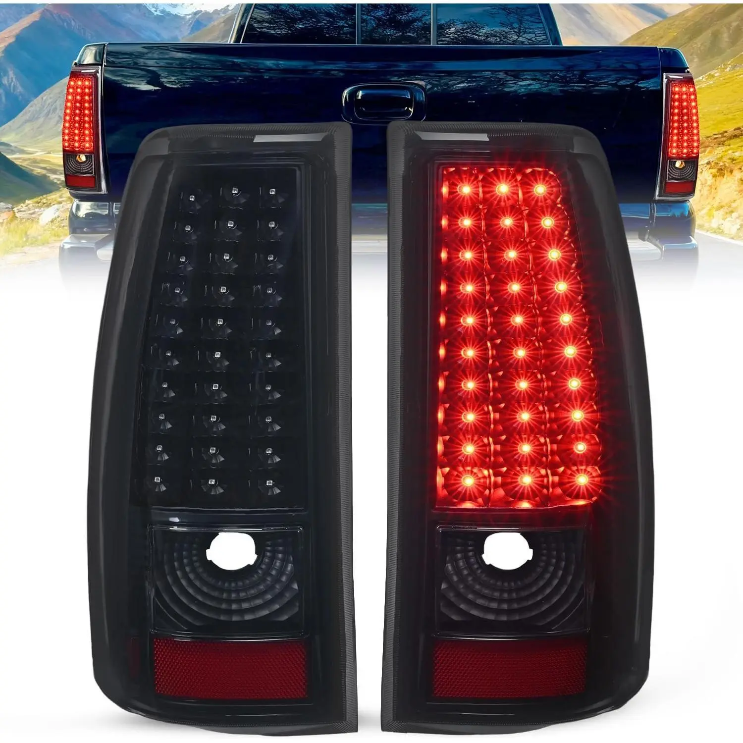 Nilight LED Tail Light Assembly - Incandescent Upgrade, Brightening, DOT & SAE Compliant, High Impact, Durable Chevy Silverado Accessories, Fleetside Fit Rear Brake Lamps for 2003-2006 Silverado 1500/1500HD/2500/2500HD/3500 & 2007 Chevrolet Classic
