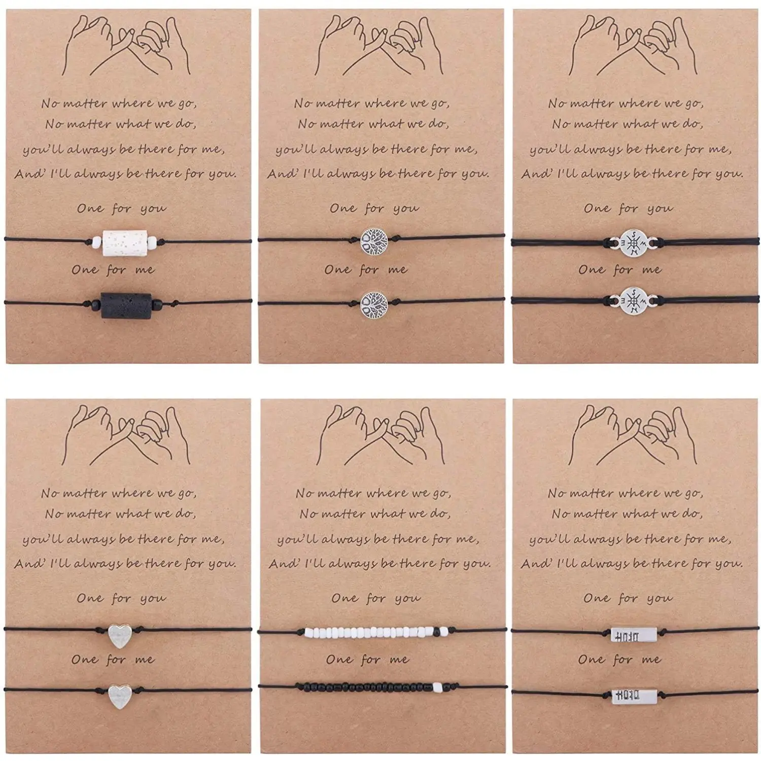 12 Pcs Promise Bracelet Anklets Adjustable Friendship Couple Family Long Distance Bracelet  Handmade Waterproof Cord Relationship Bracelets