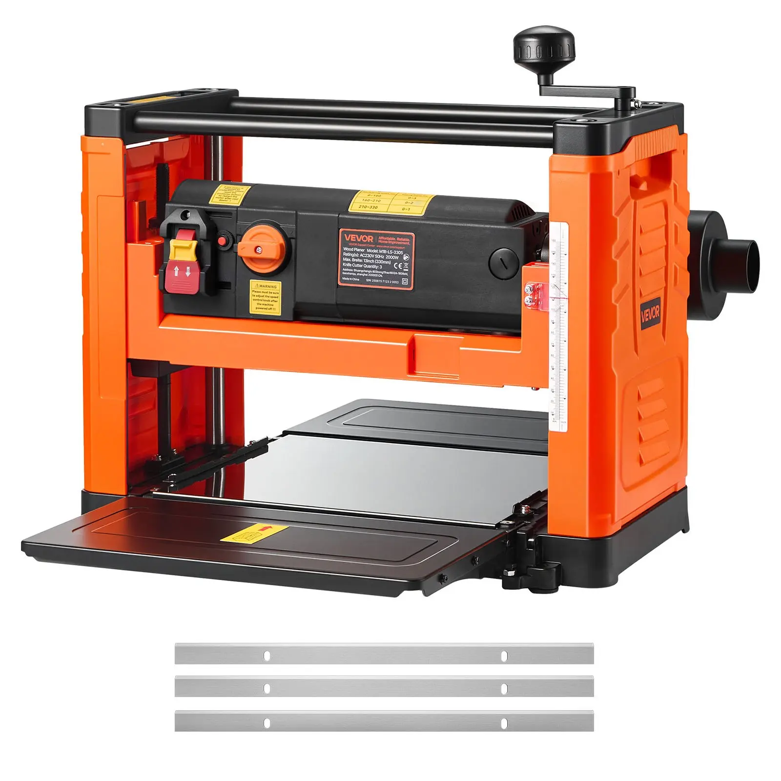 【DealsForYouDays】VEVOR Thickness Planer, Two Speed, 13-Inch Width Worktable Power Benchtop Planer, Three-Blade, 2000W 23500 RPM Powerful Motor, Dual Rollers, Over Protection, Woodworking for Hard & Soft Wood Material