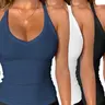 Women's Solid V Neck Ribbed Tank Top Sleeveless Knitted Tank Chic Top for Daily Wear, Ladies Clothes for All Seasons