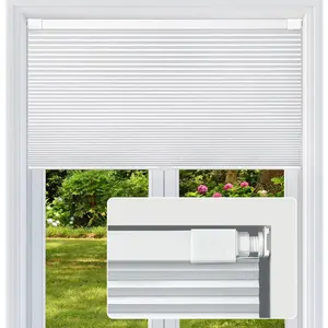 Cordless Cellular Shades No Drill No Tools Honeycomb Window Blinds Blackout Light Blocking Thermal Insulation Easy to Install White 37" W x 48" H