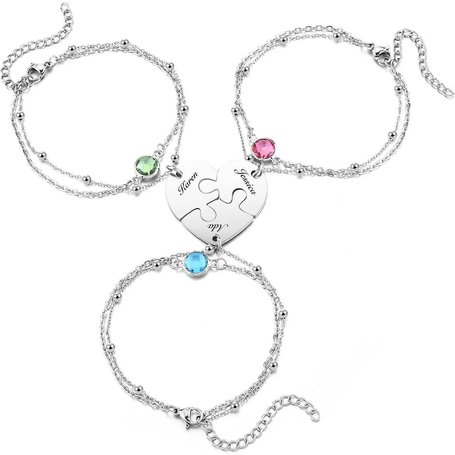 Bracelets for 3 Friendship BFF Bracelets Matching Puzzle Heart Relationship Bracelets for Young Women Friendship    Birthday Gifts
