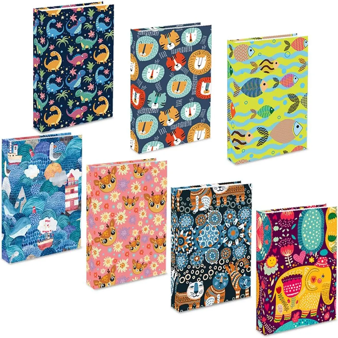 7 Pack Stretchable Book Covers,  Book Sleeves for Textbook Hardcover Books up to 9 x 11 Inches, , Washable and Protective Textbook Covers for School  Boys Girls