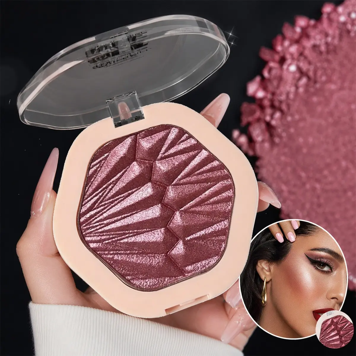 Multi-Use Shimmer Highlighter Powder Palette, Metallic Glow Face Body Highlight Makeup Blendable Eyeshadow Cheek Contour Illuminator, Multipurpose Illuminator