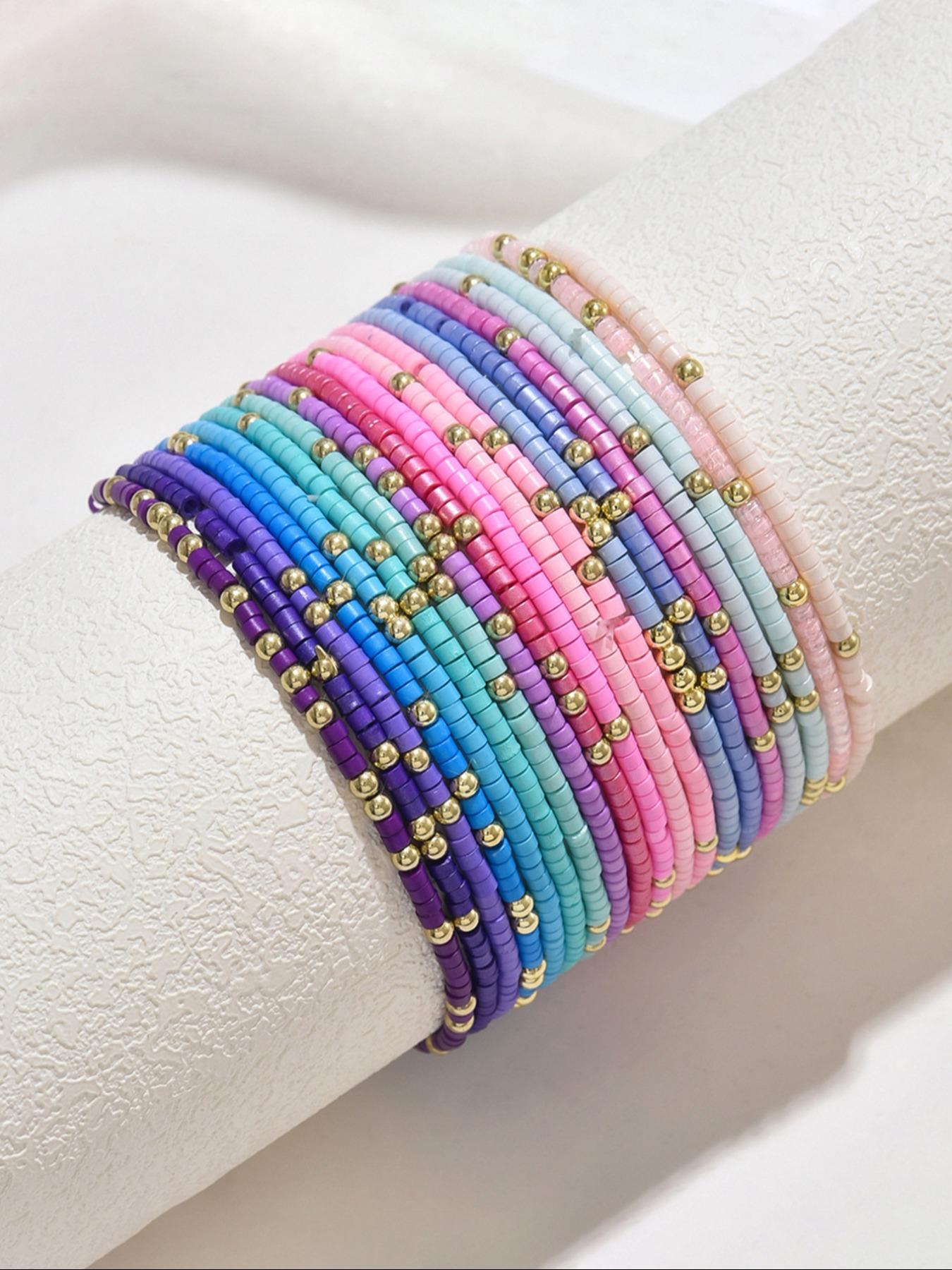 Boho Style Colorful Beaded Bracelet, Stackable Bracelets, Fashionable Jewelry for Women & Girls, Pride 2025, LGBTQ, Trendy All-match & Exquisite Jewelry for Birthday Gift
