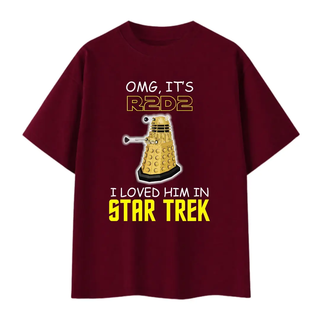 Casual Funny Men's T-Shirt OmG It'S R2D2 I Loved Him In Star Trek Graphic Tee Summer Vacation Gift For Boyfriend Husband Son,100% Cotton Unisex Oversized  Tshirt (S-3XL)