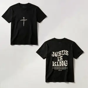 Jesus is King Bible Verse John 14:6 Christian God Religious Front and Back Cotton T-shirt, Graphic Crew Neck Soft Top Short Sleeve Casual Unsex Shirt for Men Women