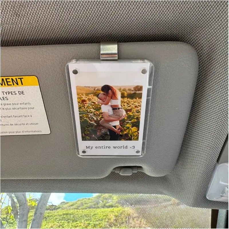 Car Visor Photo Clip,Wallet-Size Clear Acrylic Car Picture Frame,Perfect for Polaroid Go and Instax Mini,Unique Gift for Couples,Stylish Automotive Accessory,Car Accessory,Durable Auto Accessory,Father's Day Gift