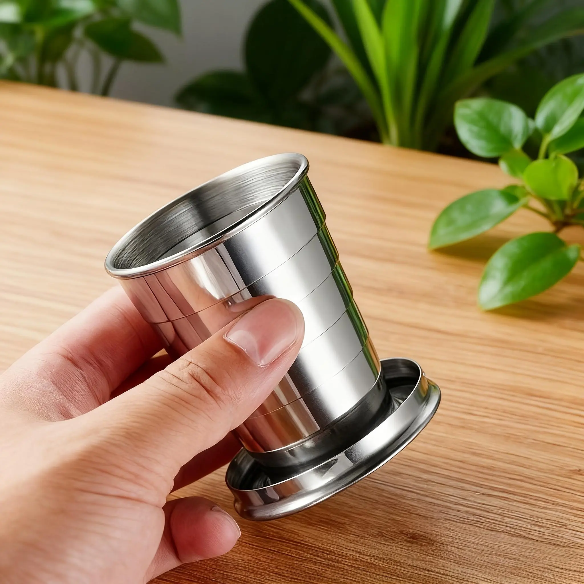 Reusable Folding Stainless Steel Cup - Portable Size Liquid Container for Travel, Outdoor Activities - Multipurpose for Wine, Coffee, Water, Tea, Maté Tea Drinkers - Collapsible Home Supplies Cup, Collapsible Cup
