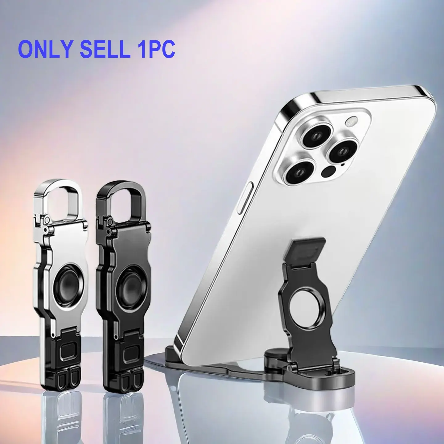 Fidget Spinner Phone Stand Keychain, Aluminum Alloy Foldable 360 Degree Rotating Portable Stress Relief Toy Holder, Mobile Phone Holder