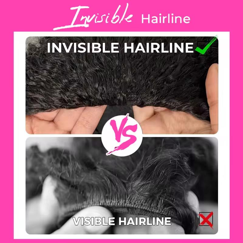 [3 IN 1] Half Wig Beginner Friendly Glueless Human Hair Wigs Deep Wave Seamless Flip Over Half Wig Invisible Hairline Kinky Curly Wigs for Women With Drawstring