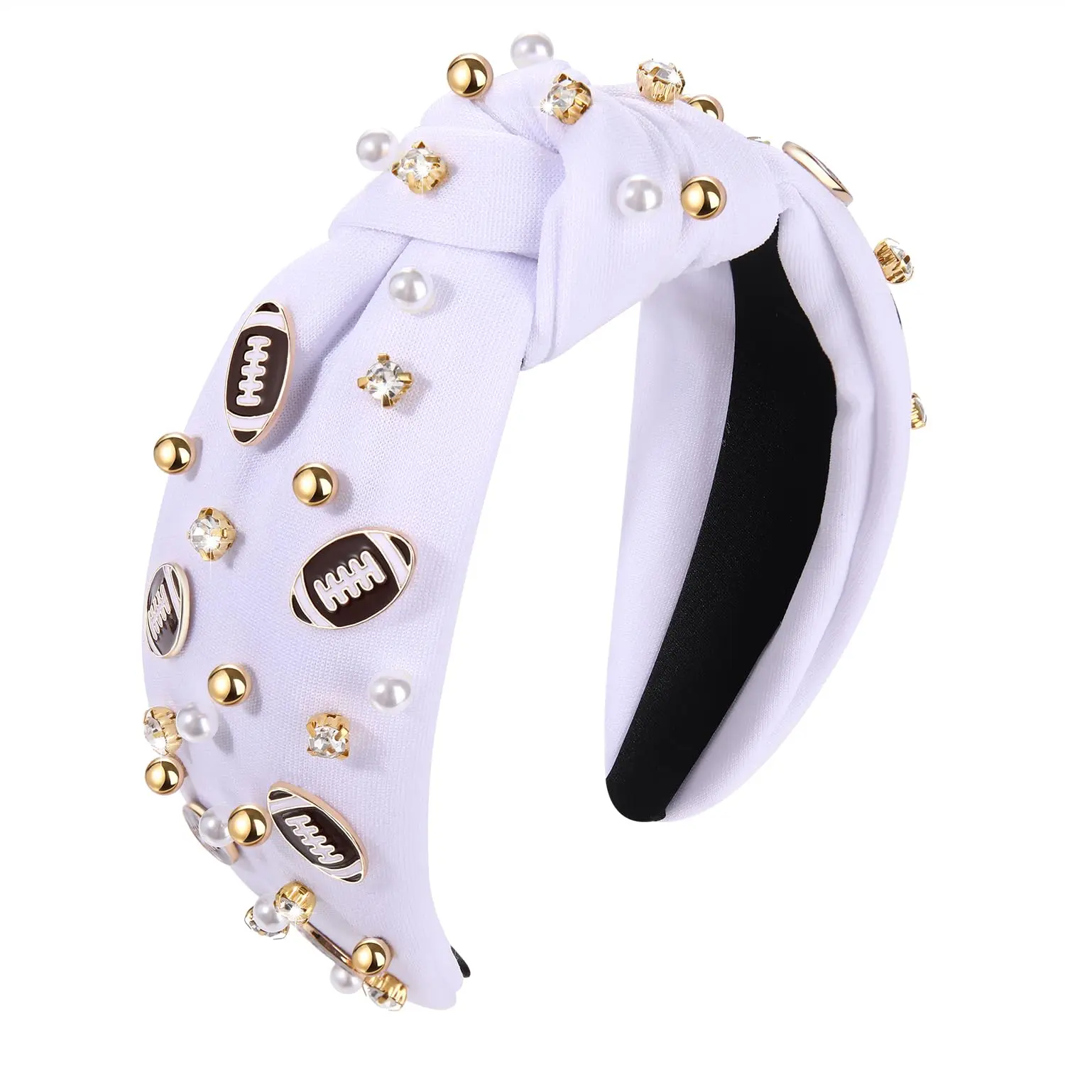 Football Headband  Rhinestone Jeweled Knotted Headbandn Wide  Day  Hair Accessories  for Football Mom Fans