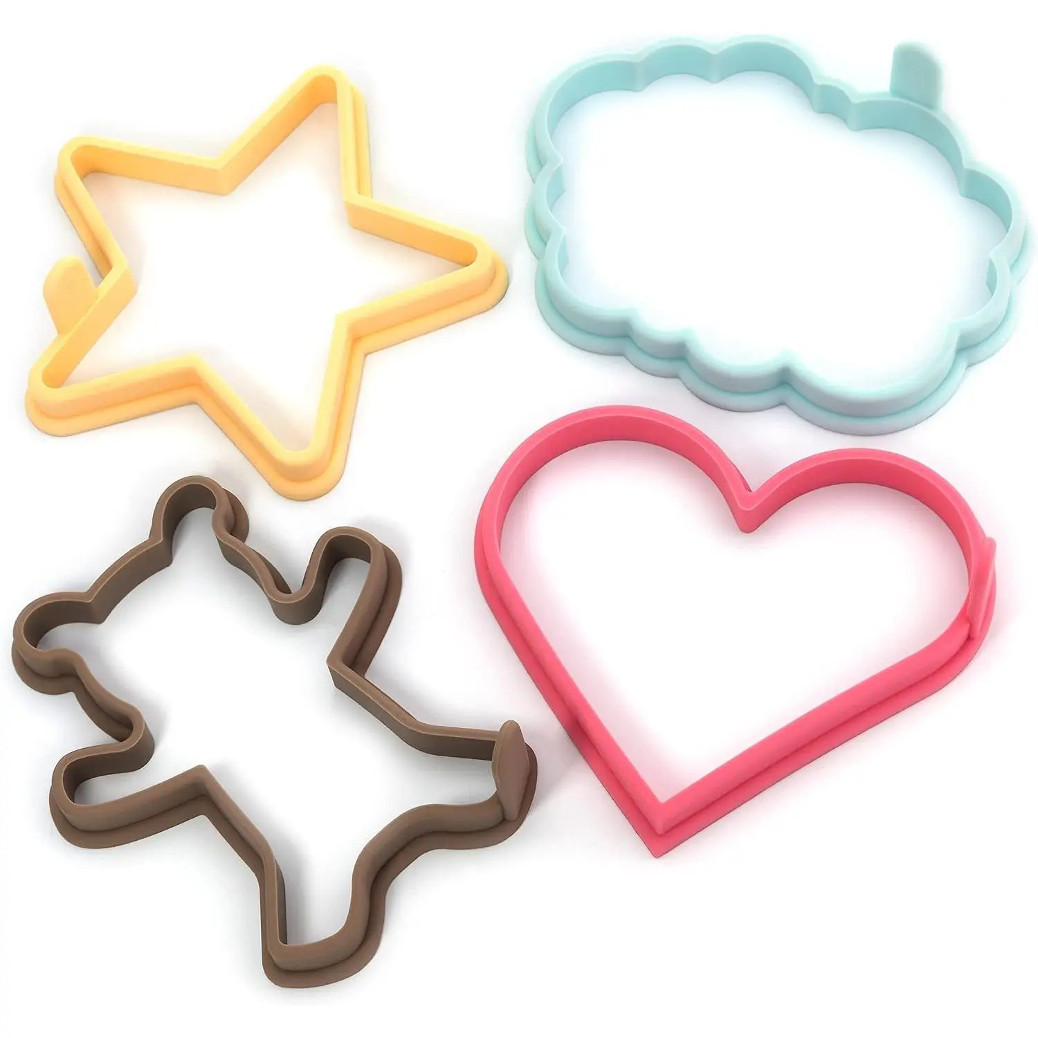 Silicone Pancake Molds for Heart, Star, Teddy Bear, Cloud Shape Pancakes, Set of 4, Premium Nonstick Pancake Shaper for Kids, Pancake Maker Mold for Griddle