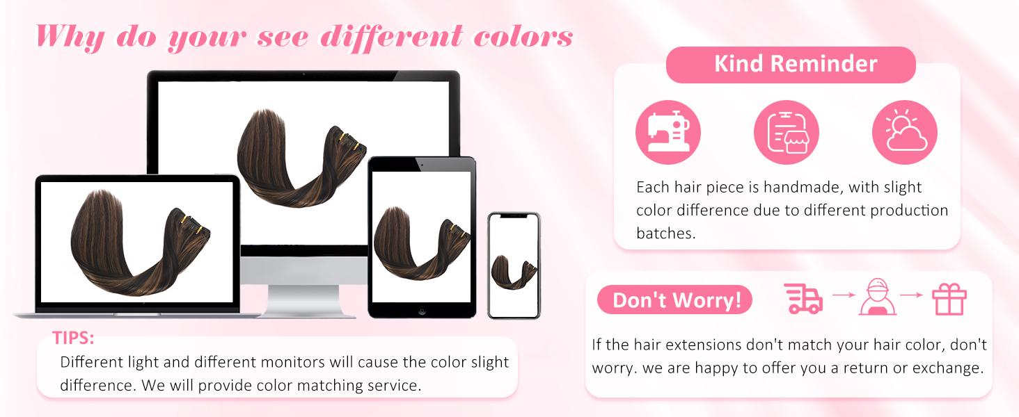 Clip in Hair Extensions Real Human Hair Seamless Balayage Human Clip ins Extensions for Women Invisible Straight 8Pcs Double Weft Dark Brown Highlight Chestnut Brown 16inch 90g