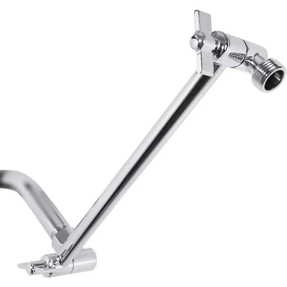 Adjustable Shower Arm  Connection, Extension Arm, Adjust Angle to Upgrade Shower Experience, Easy to Install, Anti-leak (11 Inch, Chrome Finish)
