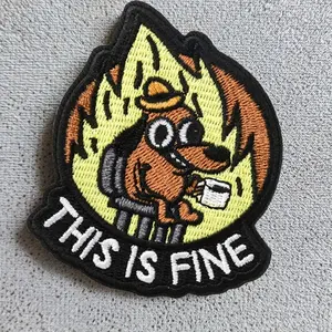 1PC "This Is Fine" Funny Meme Patch Morale Hook & Loop Velcros – Military Tactical Patch for Backpack, Tactical Gear Accessories