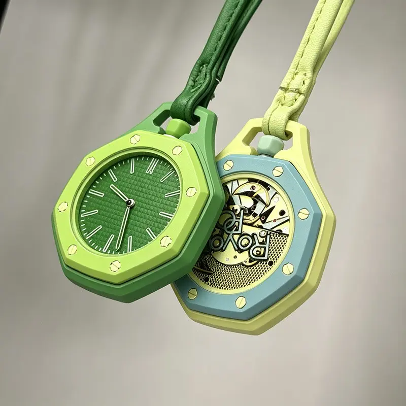 Viral Trend Dopamine Aesthetic Octagonal Pocket Watch Simple High End Designer Pendant Quartz Accessory