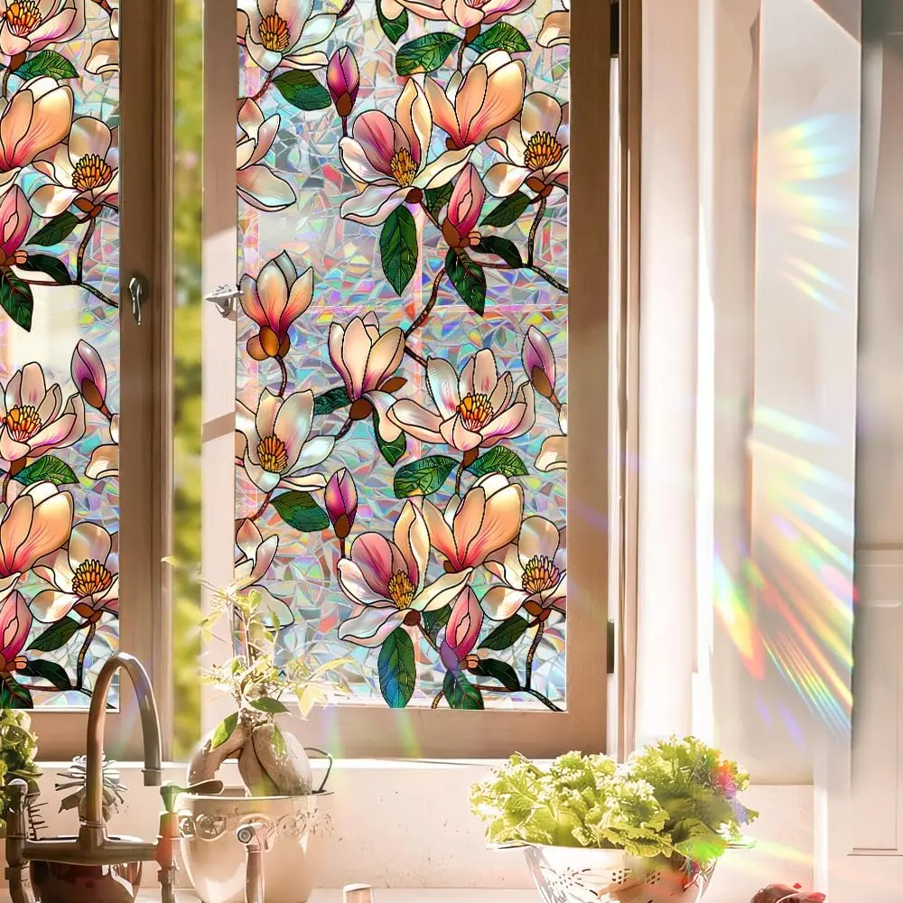 Sunroof Stained Window Film, Rainbow Static Window Clings, No Sun Heat Blocking Privacy Window Film Decals for Home Office Living Room Car Sunroof Stickers 16.9 x 39.37 Inch