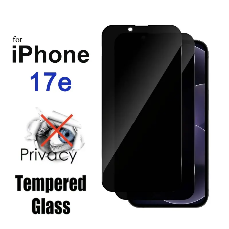 2-piece set of Protective Privacy Anti Spy Screen protectors suitable for iPhone 17e 6.1inch Privacy Anti Peep Tempered Glass Film, privacy screen protector for iPhone 17E, specially designed smartphone tempered glass film for iPhone 17 E